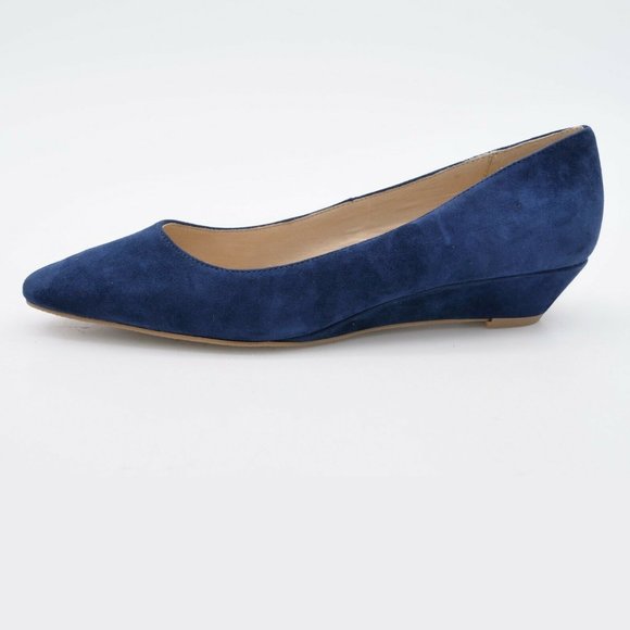 Jack Rogers Womens 9 M Midnight Laina Blue Suede Slip On Pointy Wedge Pumps - Picture 3 of 10